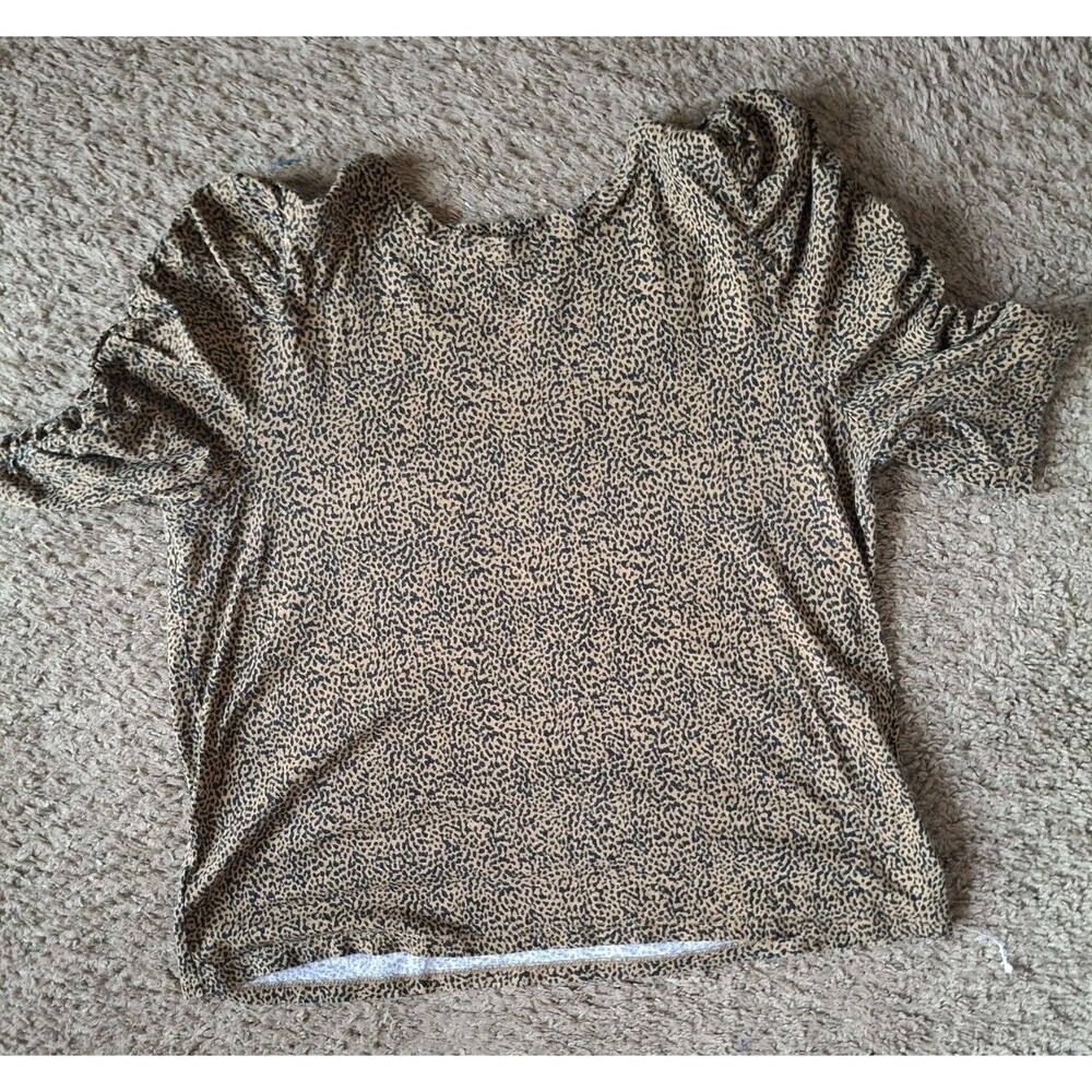 Women's Loft Cheetah Print Top Shirt Size XL Cinched Half Sleeve Round Neck